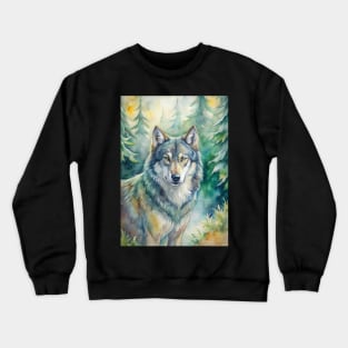 Wolf Animal Watercolor Painting Crewneck Sweatshirt